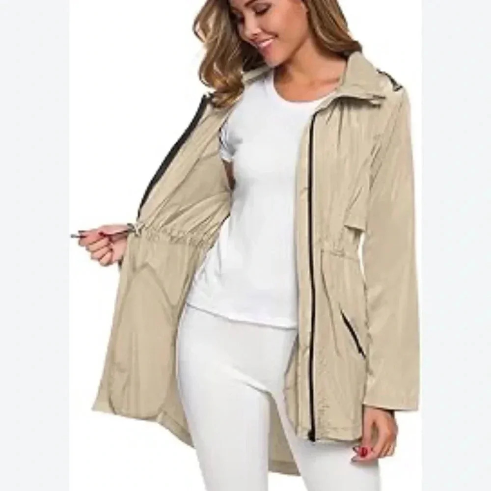 Zara Basic Khaki Minimalist Preppy Coastal Classic Safari Utility Hooded Coat